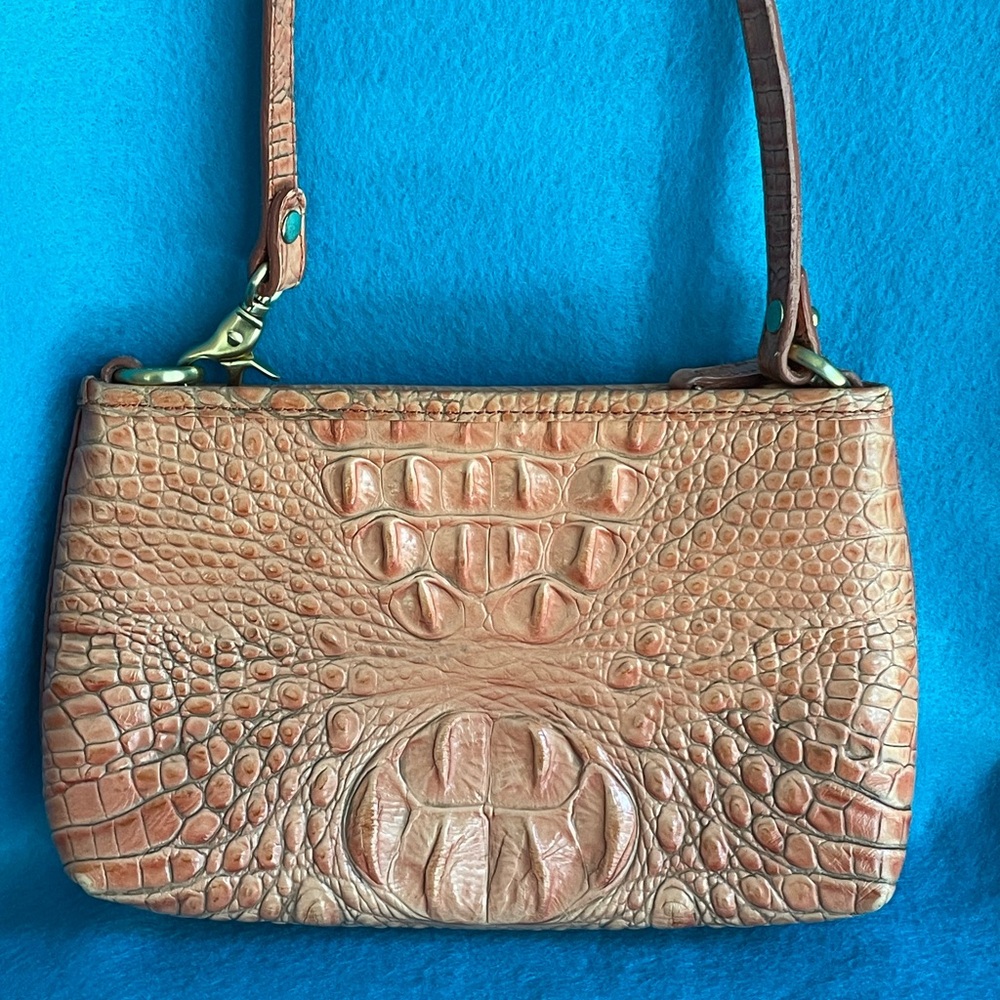 👛 Brahmin Lorelei Orange Melbourne Crocodile Embossed Leather Shoulder Bag. 👛 - Picture 5 of 16
